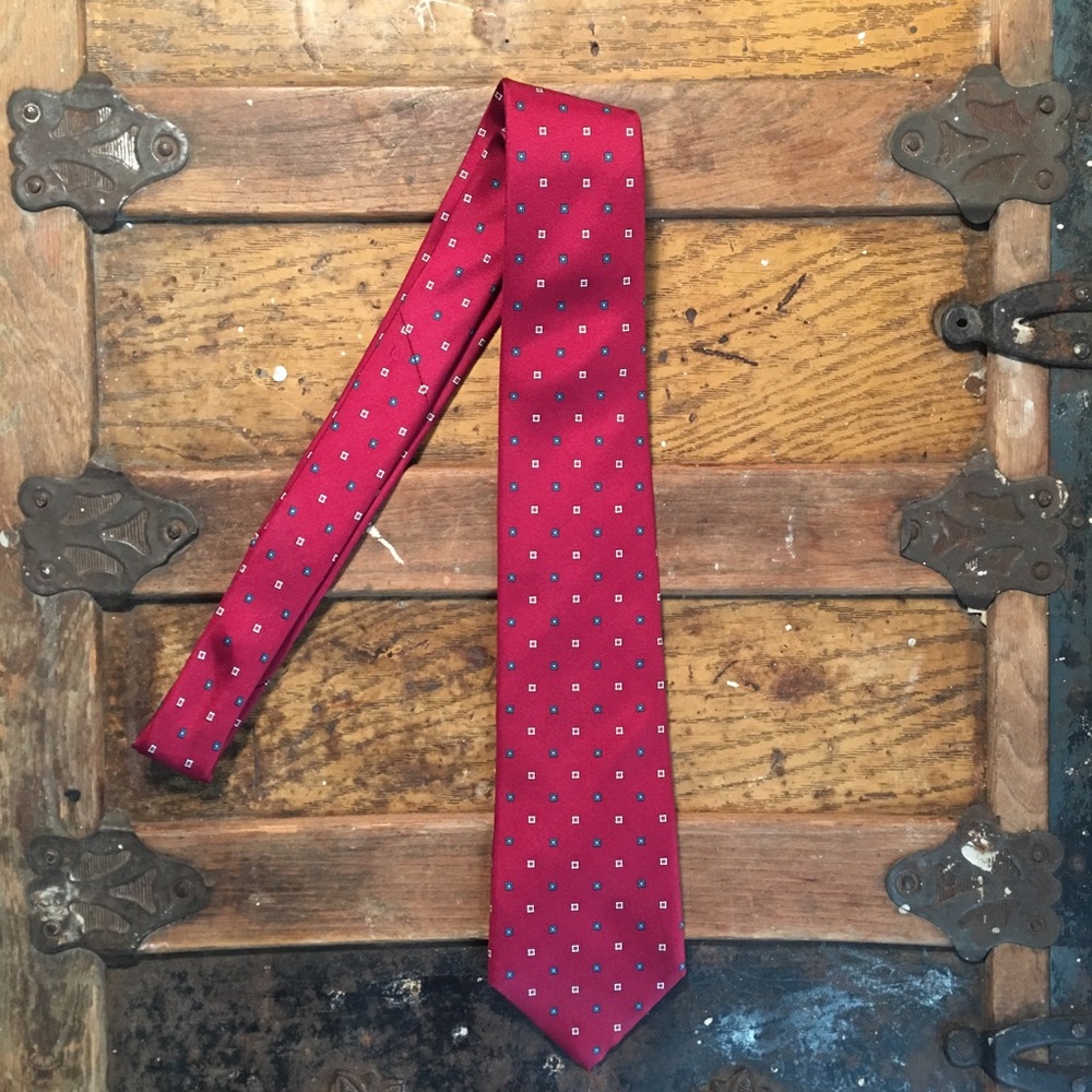 Christian Dior Red Pattern Mens Tie - Picture 2 of 8